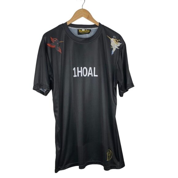 Neeshy Men's Black 1 Hoal Humming Bird Graphic Print Crew Neck T Shirt US XXL - Picture 1 of 7